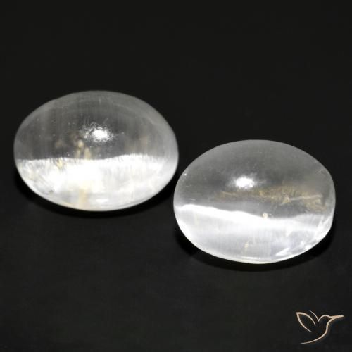 2.29ctw Natural Gris muy claro Silimanita Ojo de Gato, Ovalada, Transparente