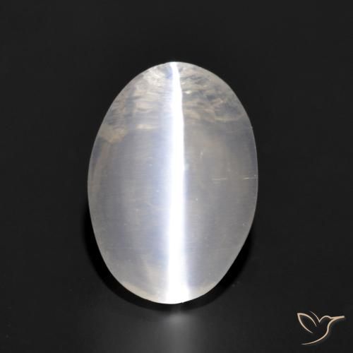 1.24ct Natural Gris muy claro Silimanita Ojo de Gato, Ovalada, Transparente