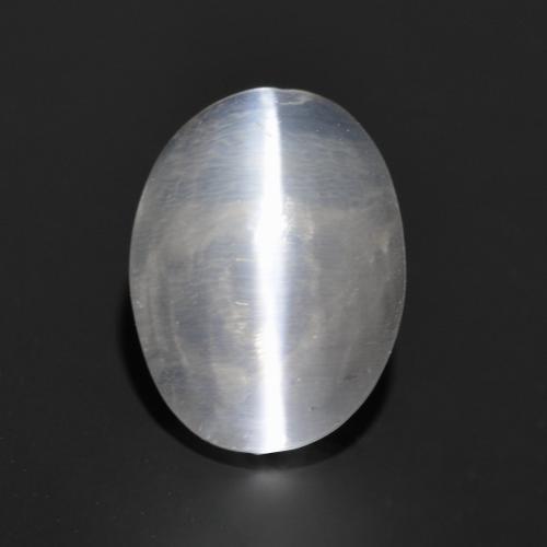 Silimanita Ojo de Gato Blanco natural de 1.35 ct, Corte Óvalo, Transparente