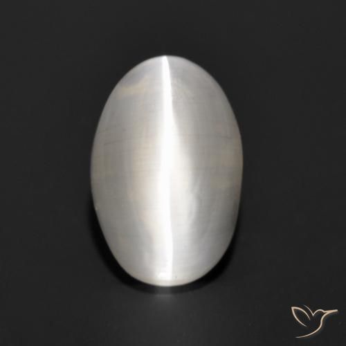 1.14ct Natural Gris muy claro Silimanita Ojo de Gato, Ovalada, Translúcido