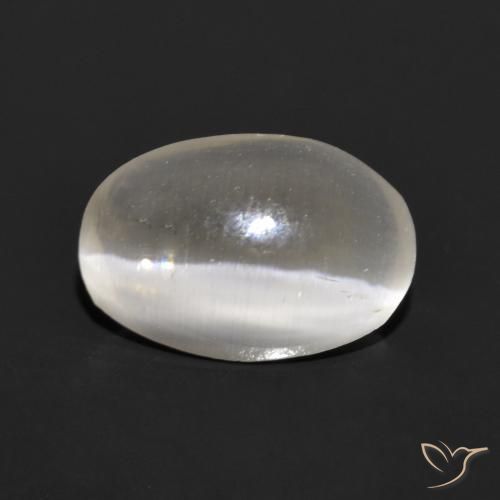 1.11ct Natural Gris muy claro Silimanita Ojo de Gato, Ovalada, Translúcido