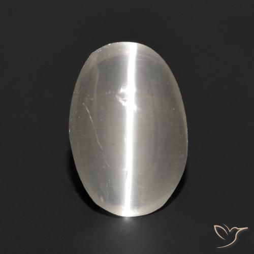 Silimanita Ojo de Gato Gris muy claro natural de 1.11 ct, Ovalada, Translúcido