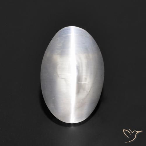 1.24ct Natural Gris muy claro Silimanita Ojo de Gato, Ovalada, Transparente