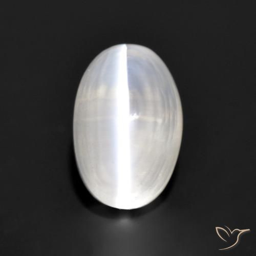 1.38ct Natural Gris muy claro Silimanita Ojo de Gato, Ovalada, Transparente
