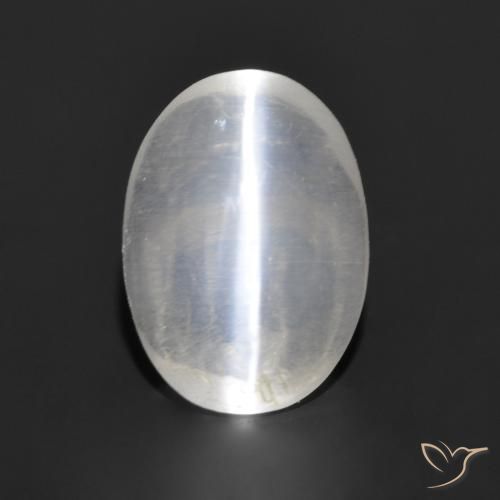 1.13ct Natural Gris muy claro Silimanita Ojo de Gato, Ovalada, Transparente