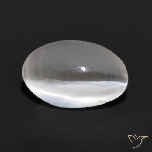 1.19ct Natural Gris muy claro Silimanita Ojo de Gato, Ovalada, Transparente