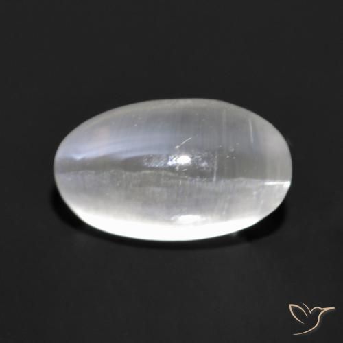 1.35ct Natural Gris muy claro Silimanita Ojo de Gato, Ovalada, Transparente