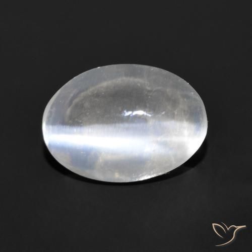 1.06ct Natural Gris muy claro Silimanita Ojo de Gato, Ovalada, Transparente