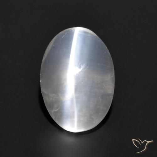 Silimanita Ojo de Gato Gris muy claro natural de 1.06 ct, Ovalada, Transparente