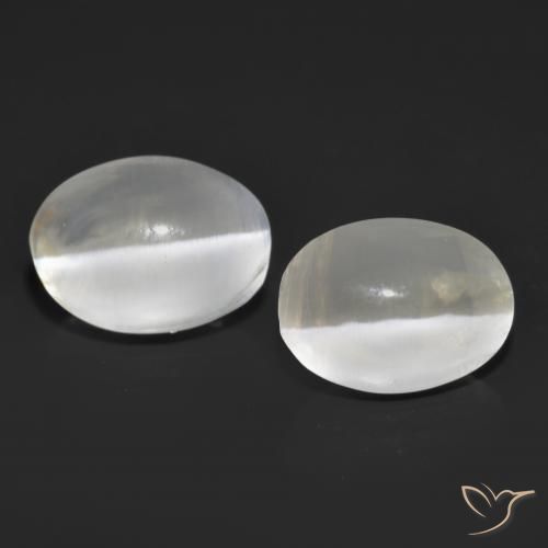 2.69ctw Natural Gris muy claro Silimanita Ojo de Gato, Ovalada, Transparente