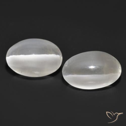 2.47ctw Natural Gris muy claro Silimanita Ojo de Gato, Ovalada, Transparente