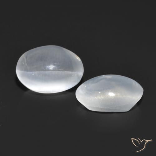 Gemas de Silimanita Ojo de Gato Blanco translúcido natural de 1.58 ct, Ovalada, Transparente