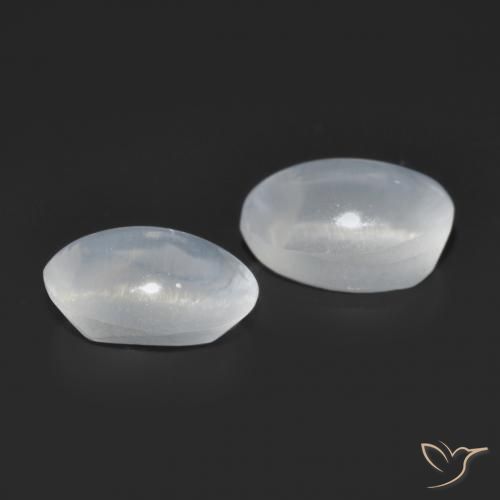 Gemas de Silimanita Ojo de Gato Blanco translúcido natural de 1.58 ct, Ovalada, Transparente