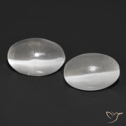 1.15ctw Natural Gris muy claro Silimanita Ojo de Gato, Ovalada, Transparente
