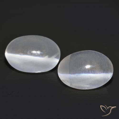 2.06ctw Natural Blanco Silimanita Ojo de Gato, Ovalada, Transparente