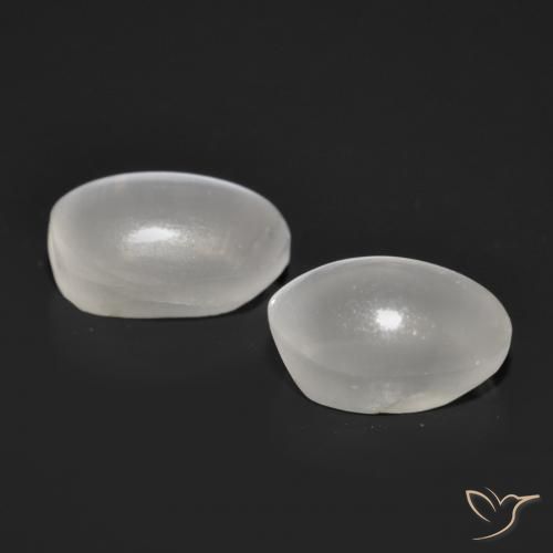Gemas de Silimanita Ojo de Gato Blanco natural de 2.11 ct, Ovalada, Transparente