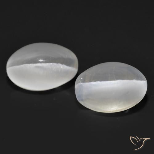 2.43ctw Natural Blanco Silimanita Ojo de Gato, Ovalada, Transparente