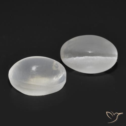 Gemas de Silimanita Ojo de Gato Blanco natural de 2.43 ct, Ovalada, Transparente
