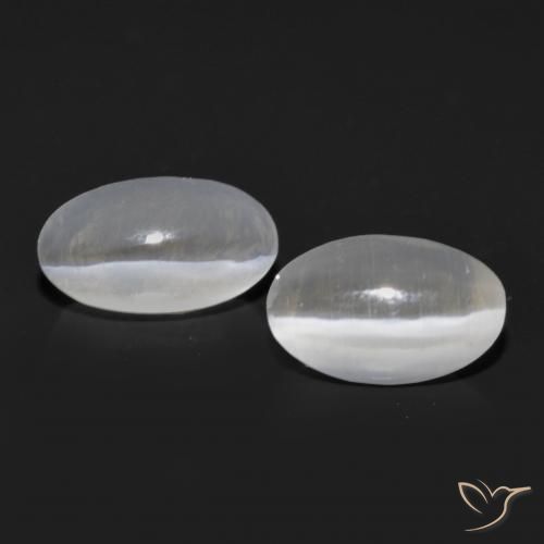 1.36ctw Natural Blanco Silimanita Ojo de Gato, Ovalada, Transparente