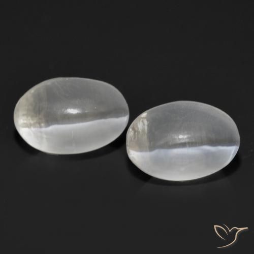 2.32ctw Natural Blanco Silimanita Ojo de Gato, Ovalada, Transparente