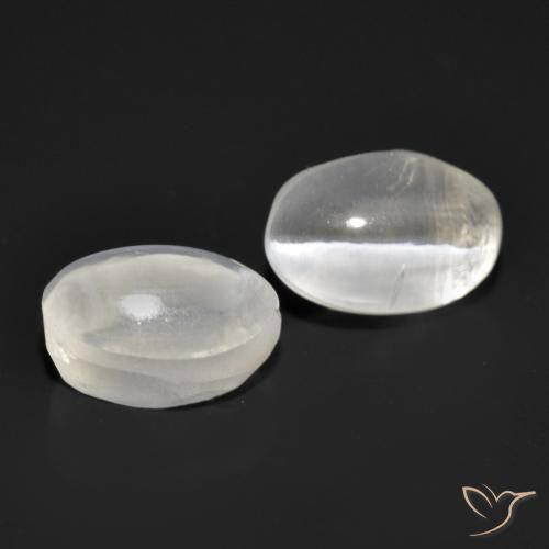 Gemas de Silimanita Ojo de Gato Blanco natural de 2.32 ct, Ovalada, Transparente