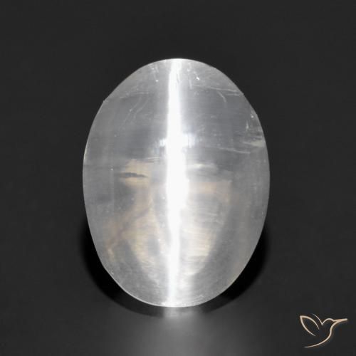 1.32ct Natural Gris muy claro Silimanita Ojo de Gato, Ovalada, Transparente