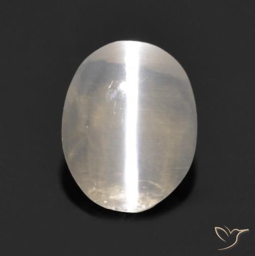 1.11ct Natural Gris muy claro Silimanita Ojo de Gato, Ovalada, Transparente