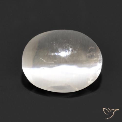Silimanita Ojo de Gato Gris muy claro natural de 1.11 ct, Ovalada, Transparente