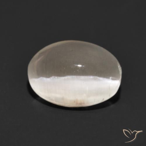 Silimanita Ojo de Gato Gris muy claro natural de 1.24 ct, Ovalada, Translúcido