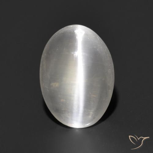 1.17ct Natural Gris muy claro Silimanita Ojo de Gato, Ovalada, Transparente