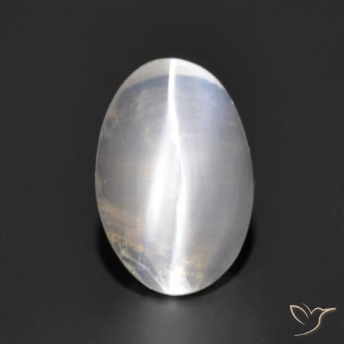 1.17ct Natural Gris muy claro Silimanita Ojo de Gato, Ovalada, Transparente