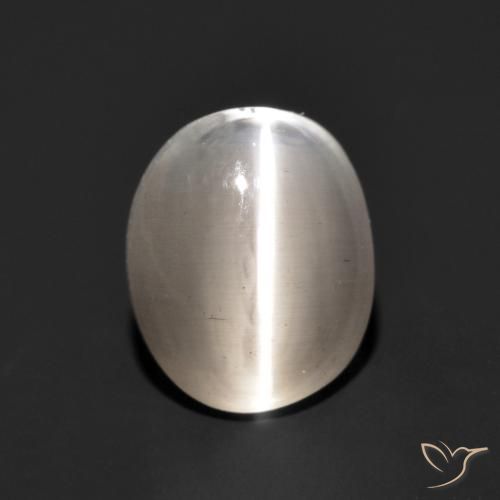 1.49ct Natural Gris muy claro Silimanita Ojo de Gato, Ovalada, Translúcido