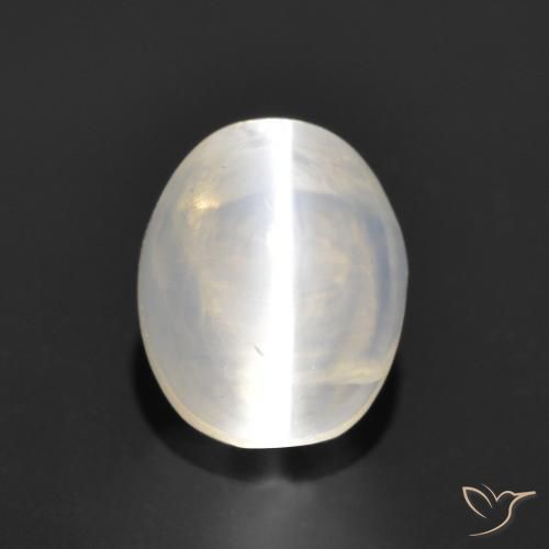 0.96ct Natural Gris muy claro Silimanita Ojo de Gato, Ovalada, Transparente