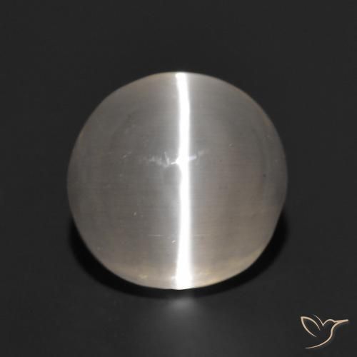 1.87ct Natural Gris muy claro Silimanita Ojo de Gato, Redondo, Translúcido