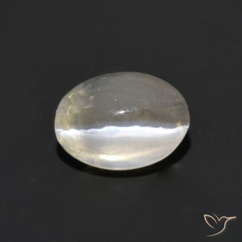 1.14ct Natural Blanco cálido Silimanita Ojo de Gato, Ovalada, Transparente