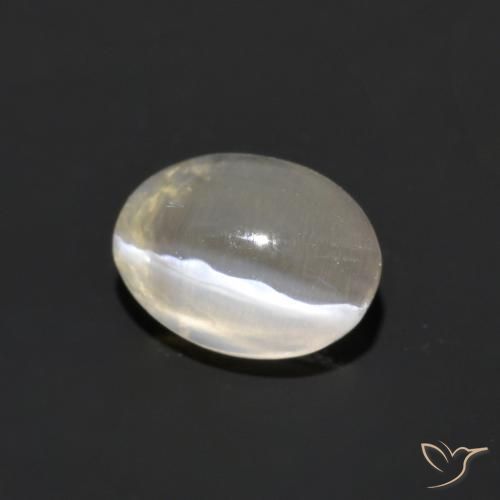 Silimanita Ojo de Gato Blanco cálido natural de 1.14 ct, Ovalada, Transparente