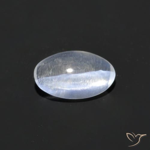 0.70ct Natural Blanco claro Silimanita Ojo de Gato, Ovalada, Transparente