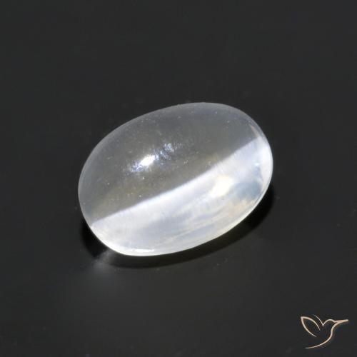 Silimanita Ojo de Gato Blanco claro natural de 1.19 ct, Ovalada, Transparente