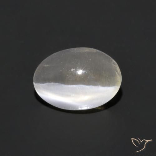 1.02ct Natural Blanco cálido Silimanita Ojo de Gato, Ovalada, Transparente