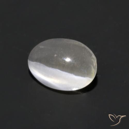 Silimanita Ojo de Gato Blanco cálido natural de 1.02 ct, Ovalada, Transparente