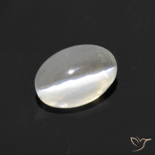 1.06ct Natural Blanco cálido Silimanita Ojo de Gato, Ovalada, Transparente