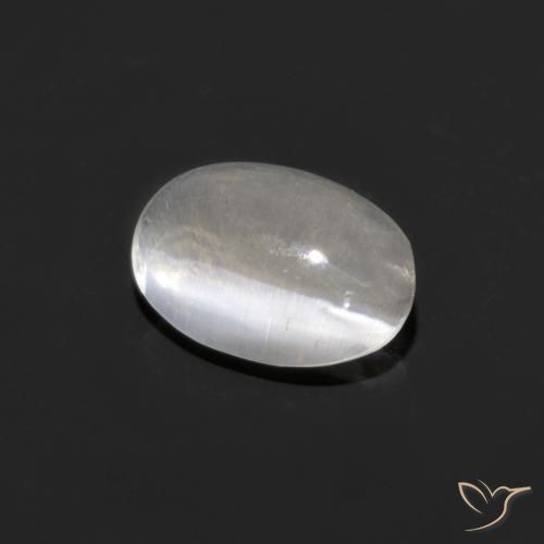 0.92ct Natural Blanco Silimanita Ojo de Gato, Ovalada, Transparente