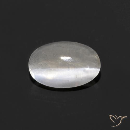 Silimanita Ojo de Gato Blanco natural de 0.92 ct, Ovalada, Transparente