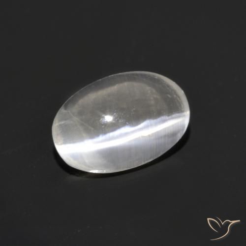 Silimanita Ojo de Gato Blanco cálido natural de 0.76 ct, Ovalada, Transparente