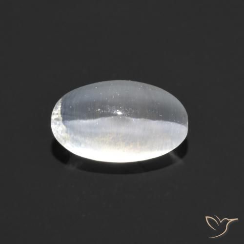 1.10ct Natural Blanco Silimanita Ojo de Gato, Ovalada, Transparente