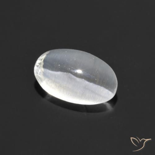 Silimanita Ojo de Gato Blanco natural de 1.10 ct, Ovalada, Transparente
