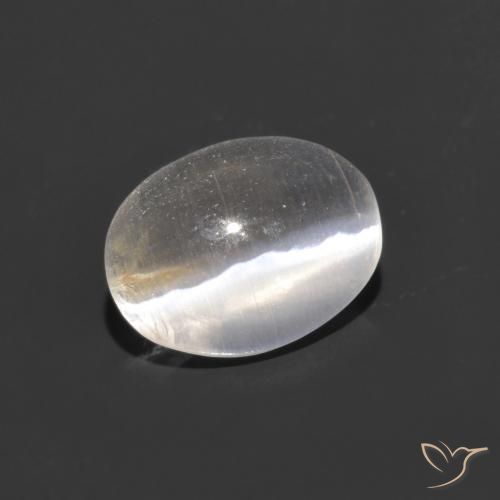 0.78ct Natural Blanco cálido Silimanita Ojo de Gato, Ovalada, Transparente