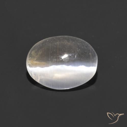 Silimanita Ojo de Gato Blanco cálido natural de 0.78 ct, Ovalada, Transparente