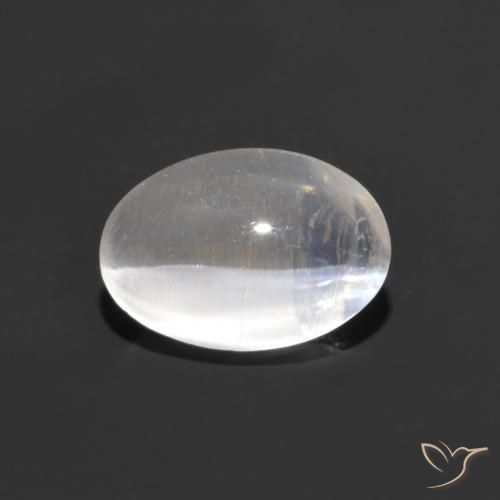 1.10ct Natural Blanco Silimanita Ojo de Gato, Ovalada, Transparente