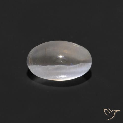 0.88ct Natural Blanco cálido Silimanita Ojo de Gato, Ovalada, Transparente